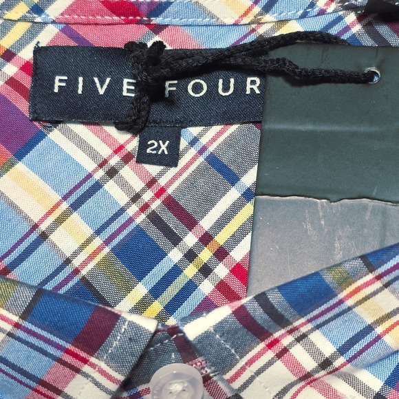 NEW Five Four‎ Plaid Button Up Long Sleeve Casual Shirt, Red, 2XL - Picture 3 of 9